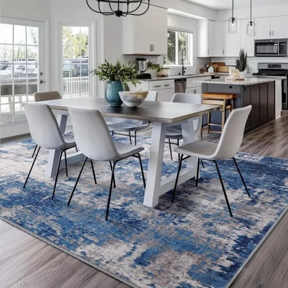 New 5x7 Washable Area Rug Modern Abstract Non-Slip Carpet for Living Room